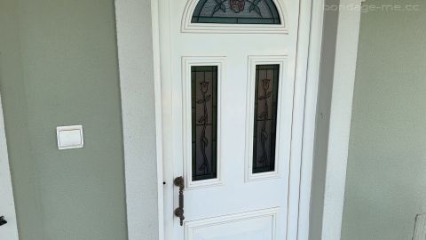 Russian housewife f***** in her garden by intruder 4K – Jamie knight, rope b******, b*** gag, creampie