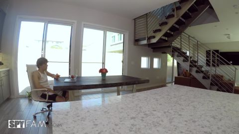 Stepson Eating Stepmom’s Pussy While on Phone with Dad