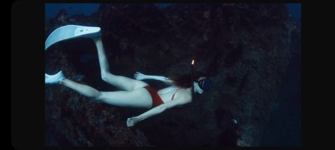 Underwater Diving Girl in Sea