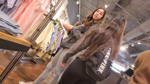 Grey Spandex Teen Assvoyeur Mall