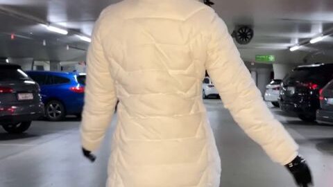 Public Rubber parkdeck walk Rubber Missy in complete transparent latex catsuit and latex mask naked in rubber enjoying her rubber fetish in public nudity