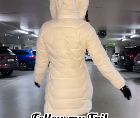 Public Rubber parkdeck walk Rubber Missy in complete transparent latex catsuit and latex mask naked in rubber enjoying her rubber fetish in public nudity