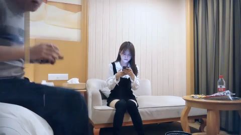 Handsome Asian couple having sex in a love hotel