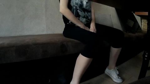 Masturbating with a Pillow and Crossed Legs